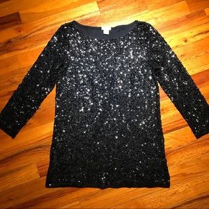 J Crew sparkle 3/4 length sleeve top